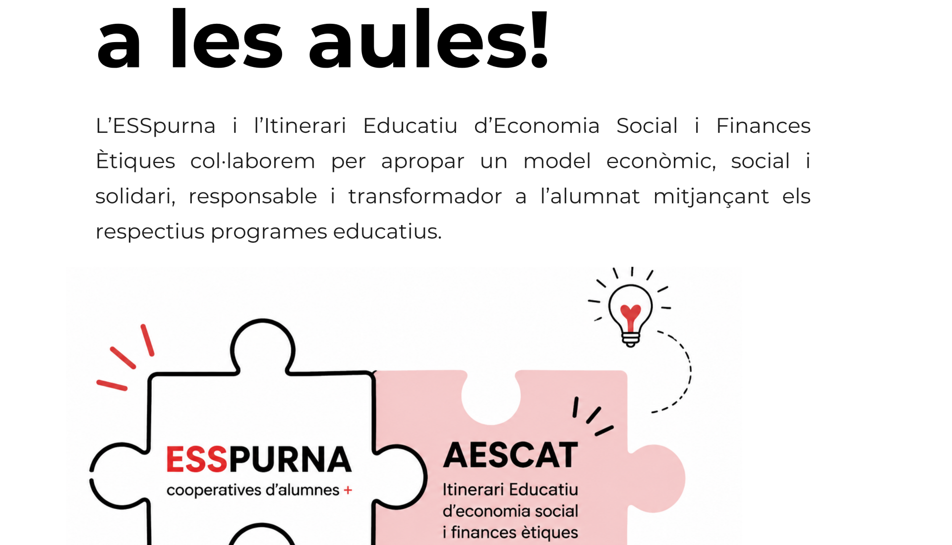 L’ESSPurna i AESCAT uneixen forces per portar l’economia social i les finances ètiques a les aules de secundària
